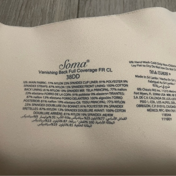 Soma Vanishing Back Full Coverage front clasp size 38DD, Never worn, underwire - Picture 6 of 7
